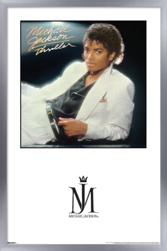 Trends International Michael Jackson - Thriller Album Series Wall Poster, 34L x 22.4W, Silver Framed Version