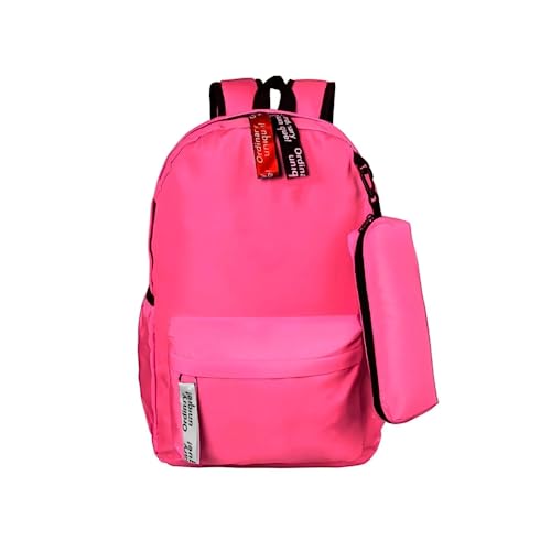 Bolsa/Mochila feminina escolar linda com muito espaço de gatinho acompanha estojo, mochila universitária (Pink)
