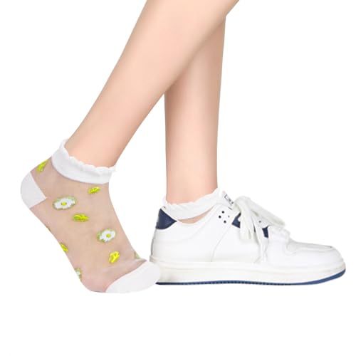 Image of Benefeet Sox Sheer Socks for Women Girls Mesh Ankle Socks Transparent Mesh Lace Sock Cute Thin Nylon See Through Sock