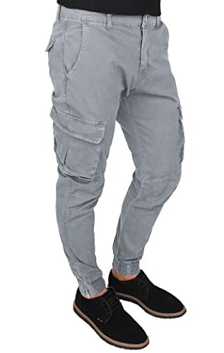 Pantalon cargo slim fit ajustable gris taille 50 avec poches