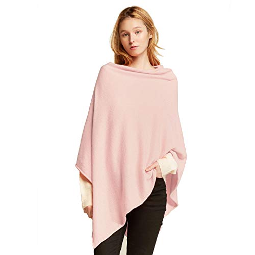 Look by M Women's Poncho Year Round Cover Special Occasion or Every Day Bundle w Bandana Scarf (Blush, Cashemere 100%)