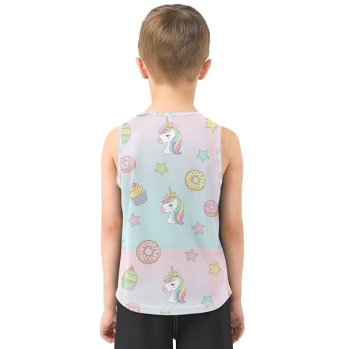 J JOYSAY Unicorn Donut Star Boys Tank Top Sleeveless Muscle Shirts Quick Dry Workout Active Sport Kids T-Shirts 3-15T3