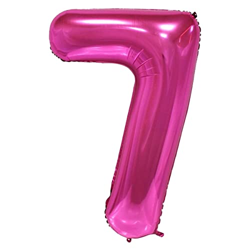 Image of Pink 32 Inches 7 Numbers Shape Large Big Foil Helium Balloons For Party Decorations In Happy Birthday Anniversary Office Items Materials Set Pack, Pack Of 1