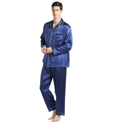 Spring And Autumn Silk Home Two Piece Set With Silk And Pajamas Men's