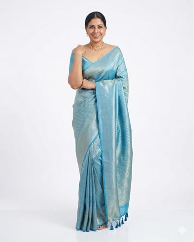 Image of Flosive Premium Royal Collection Banarasi Saree in Pure Silk with Fine Zari Detailing and Elegant Draping Style