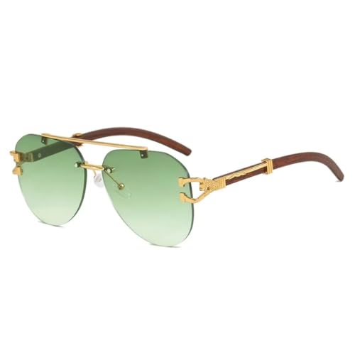 Lunettes de soleil ovales rétro double faisceau finitions premium motif léopard et bois chic