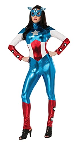 Secret Wishes Women's Marvel Universe Secret Wishes American Dream Costume Cat Suit and Eye Mask, Multicolor, Medium