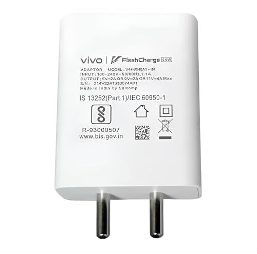 Image of Original 44W Flash Charger Compatible For Vivo V25 5G /V23 5G /V23 E 5G /V23Pro 5G /Y35 /Y75 /Y73 /V25 /V23 /V325E /V21 /V21 Pro Fast Charging For Your Devices Vivo Only Adapter (White)