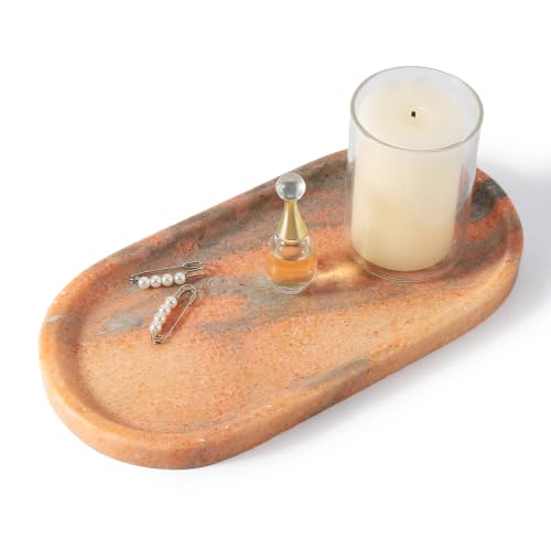 Image of Koville Natural Marble Tray for Bathroom Countertop, Vanity Tray for Decor