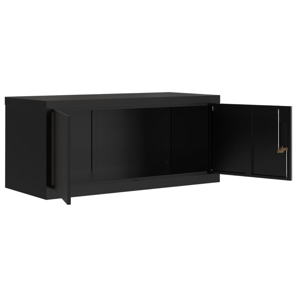 Armadio Classificatore Nero in Acciaio Verniciato a Polvere 90x40x145 cm con Serratura e 2 Ripiani Regolabili per Archivio Documenti Ufficio Organizzazione