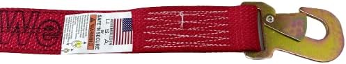 2" x 8' RED Diamond Weave Wheel Lift Strap with Flat Snap Hook (2 Pack)