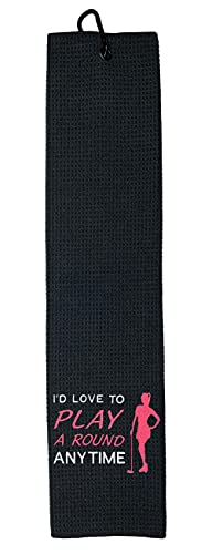Funny Golf Towel For Women - Golf Towels For Golf Bags With Clip - Womens Golf Towel - I’d Love To Play A Round Anytime #TOP4
