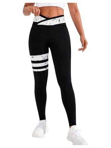 Leggings de mujer Floerns para deporte, pantalones de cintura asimétrica