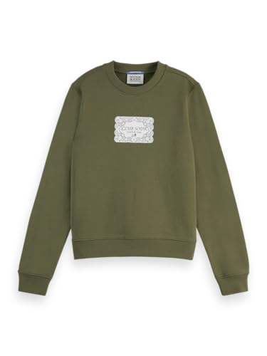 Scotch & Soda Women's Chest Artwork Regular Sweatshirt, Washed Military, S