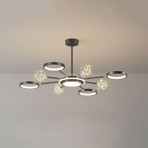 Lustre moderne noir et plafonnier LED au design épuré milieu de siècle