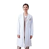 Matchwill Laborkittel Weiß Mantel Berufsmantel Arbeitsmantel Baumwolle Kittel Perfekt für Damen,Herren,Studenten,Wissenschaftslabor, Krankenschwester,Dentist,Cosplay (M)