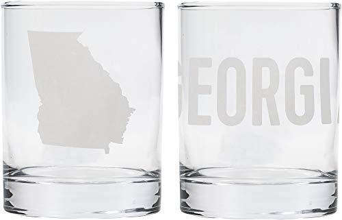 About Face Designs Mine State of Georgia Set, 10 oz, Clear Rocks Glass