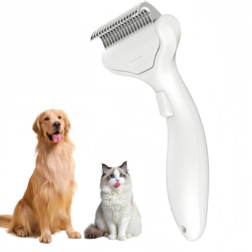OYCGYLCH Undercoat Rake for Dogs & Cats 3-in-1 Skin-Friendly Pet Fur Brush with One-Click Self-Clean Button Deshedding Dog Brush for Long haired Pets Cat Comb Removes Matted Fur & Loose Hair