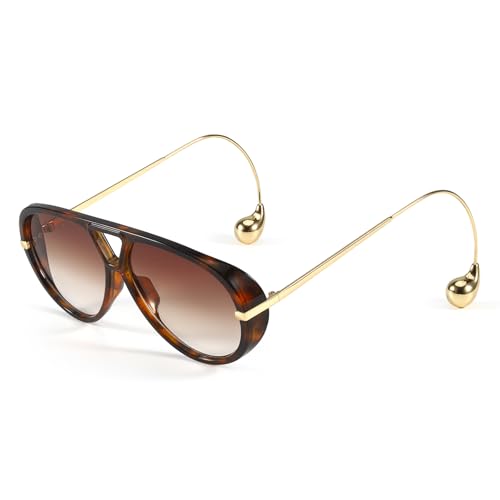SODQW Oversized Aviator Sunglasses for Women With Earring Trendy Large Big 2025 Designer Shades Adjustable Temples