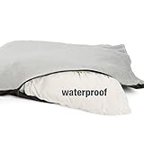JAMAXX Premium Hundebett in edler Leinen-Optik/Orthopädisch Memory Visco Schaumstoff/Waschbar Bezug Abnehmbar, mit Wendekissen, Hochwertiger Hunde-Korb Hundekörbchen S-XL (120x90 (L), Grey)