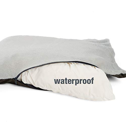 JAMAXX Premium Hundebett in edler Leinen-Optik/Orthopädisch Memory Visco Schaumstoff/Waschbar Bezug Abnehmbar, mit Wendekissen, Hochwertiger Hunde-Korb Hundekörbchen S-XL (120x90 (L), Grey)