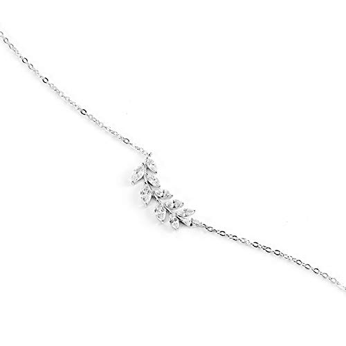 Collier en argent 925 massif motif feuilles de Sen fraîches ciselées