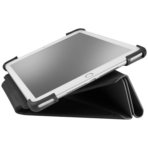 Image of Insignia FlexView 10 inch Universal Folio Case (Black) with Active Stylus for iPad (White) - Adjustable Stand, Protective Cover, Touch Precision Pen