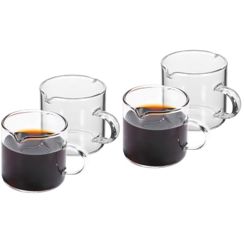 Cabilock Espresso Cups Set of 4 Demitasse Cups, Espresso Shot Glasses Clear Espresso Mugs 5 OZ Spouts Cups coffee Cup with Handle Espresso Accessories for Espresso Machine