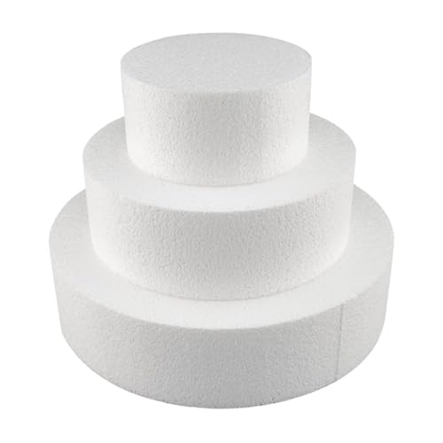 Cake Company Torten Dummy Set 3 Etagen | 15cm hohe hochwertige Styropor Torte | Deko-Torte 20cm x 15cm x 10cm - 5cm Höhe | weiß (3 Stöckig)