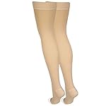 Amazon Basic Care Medical Compression Stockings, 20-30 mmHg Support, Women & Men Thigh Length Hose, Open Toe, Beige, Large (Previously NuVein) - Image 5
