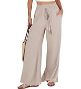 ANRABESS Women's Linen Palazzo Pants Summer Casual Vacation High Waist Wide Leg Trousers Trendy L...