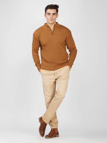 Image of LOQUE Men's Wool Blend Selection Sweater Half Zip High Neck Pullover Warm Casual Winter Wear for Office and Travel