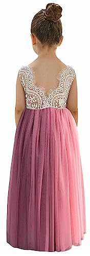 Image of 2Bunnies Girl Peony Lace Back A-Line Straight Tutu Tulle Party Flower Girl Dress