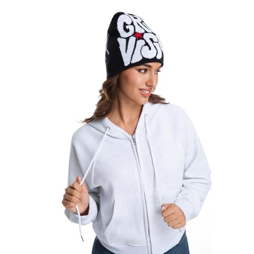 2THESTARS Y2K Beanie for Men Women Knitted Hat Winter Cap Gothic Spider Design Warm Casual Skullies Cold Weather Knit Outdoor - Red with White — view 3