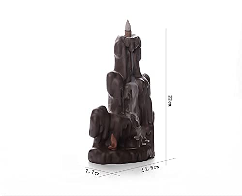 Quemador de Incienso, Quemador de Incienso de reflujo, Estatua de Pesca para Hombre Viejo, Soporte de Palo portátil de cerámica, incensario, Cascada de Humo