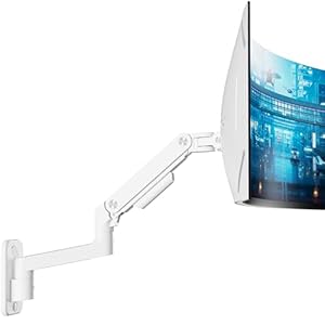 ARES WING Ultrawide 17-49 Zoll Monitor Wandhalterung, Monitor Halterung Wand weiß mit Gasfeder, Heavy Duty Monitor Halterung mit Höhenverstellbar, Monitor Arm Wall Mount, MAX 20kg/arm