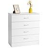 Karl home 4 Drawer Dresser for Bedroom, Small Chests of Drawers Modern Nightstand, White Dresser Chest with 4 Storage Drawers, Dressers for Nursery, Hallway, Living Room, Closet