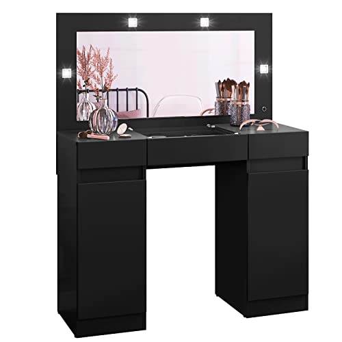 Camarim 3 gavetas e 2 portas Studio preto fosco liso Móveis Albatroz