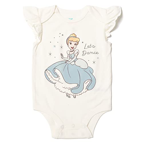 Disney Princess Ariel Cinderella Belle Newborn Baby Girls 4 Pack Cuddly Snap Bodysuits Made With Organic Cotton 6-9 Months #TOP3