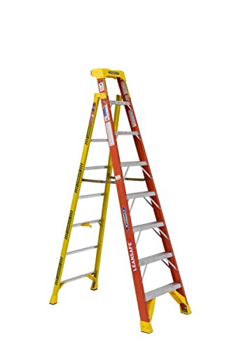 Square D Werner L6208 Stepladder,Fiberglass,300 lb. Ld Cap.