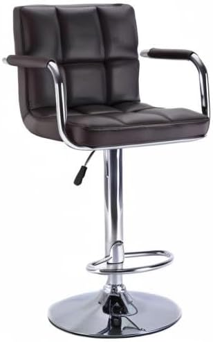 Miniatura 8 de Juego de 2 taburetes de bar de cuero de la PU silla ajustable contador giratorio con brazo (marrón)