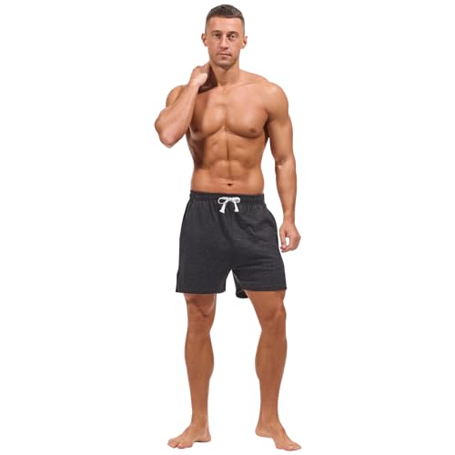 Image of AMY COULEE Mens Lounge Shorts 4 inch Pajama Lightweight Cotton Sleep Bottoms with Pockets