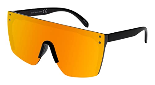 Rimless Oversized Sunglasses â Rad Retro Style â Sunglasses for Men and Women â Mirror Vision Glasses â Protective Sun Glasses â Unisex Design â Oversized & Flat Top Style (Orange Mirror)
