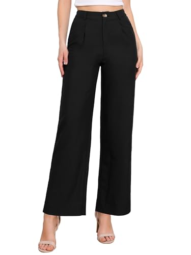 Allegra K Wide Leg Dress Pants for Women's Casual Teacher Work High Waisted Dressy Trousers