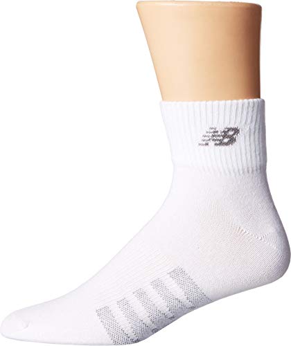 New Balance Unisex 2 Pack Technical Elite Thin Quarter with Coolmax Socks,Large,White