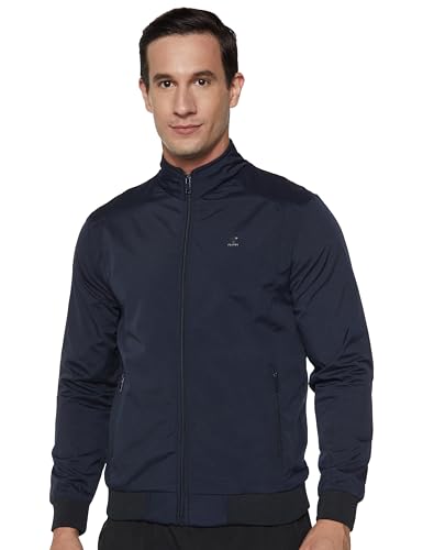 Image of Qube By Fort Collins Men's Windcheater Jacket - Lightweight Windbreaker for Men | Full Zip Drizzle-Resistant High Neck Casual Jacket with Zip Pockets for Spring, Autumn, Travel & Daily Wear
