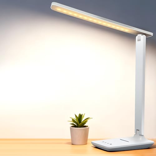 karidi Lampada da Scrivania Senza Fili Ricaricabile, Lampada da Tavolo con Batteria 4000mAh, LED Luce da Lettura Piegevole, 5 Modalità & 5 Luminosità, per Studio, Ufficio e Camera da Letto