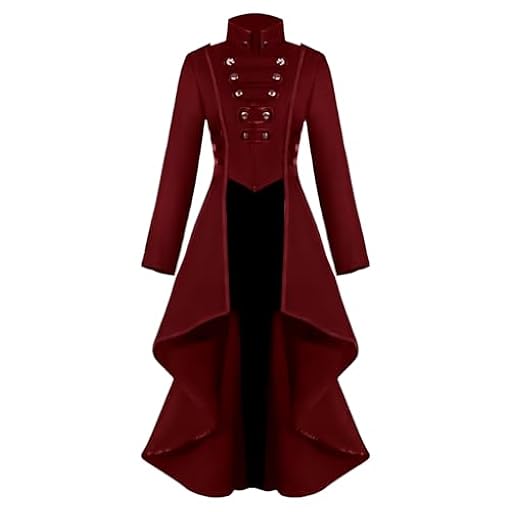 MVFEUIJ Steampunk Chaqueta para mujer, abrigo gótico para mujer, palacio victoriano, vintage, abrigos para mujer, Halloween, disfraz, carnaval, fiesta, cosplay, ropa (rojo, 3XL) | Ya disponible en tu tienda friki favorita! En mundofriki.es!