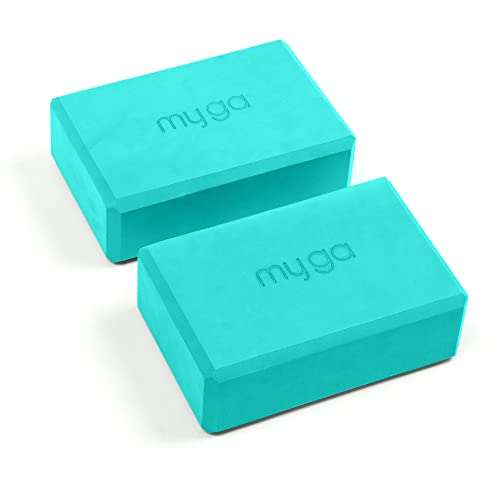 Myga Yoga Blocks - Pair of High Density Foam Bricks for Yoga, Pilates and Fitness to Support and Deepen Poses - Non Slip and Lightweight for Home and Gym - Turquoise Myga Yoga Blocks - Pair of High Density Foam Bricks for Yoga, Pilates and Fitness to Support and Deepen Poses - Non Slip and Lightweight for Home and Gym - Turquoise