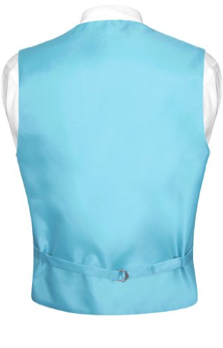 Men's Dress Vest & BOWTie Turquoise Aqua Blue BOW Tie Horizontal Stripe Set2